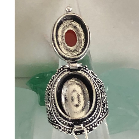 925 Sterling Carnelian  Poison/Pill/Locket Ring - Picture 4 of 5